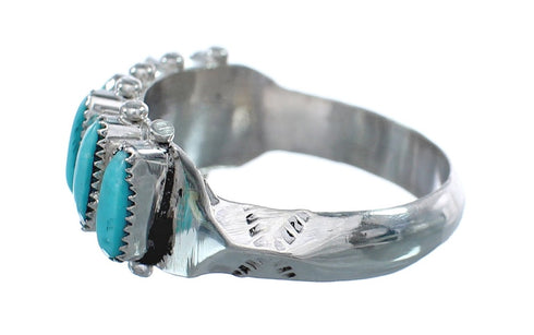Native American Zuni Sterling Silver Turquoise Needlepoint Ring Size 9-1/2 AX124905